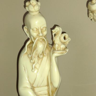 Pair of Montalto Asian Figurines- Possibly Resin- Approx 16 1/2" Tall