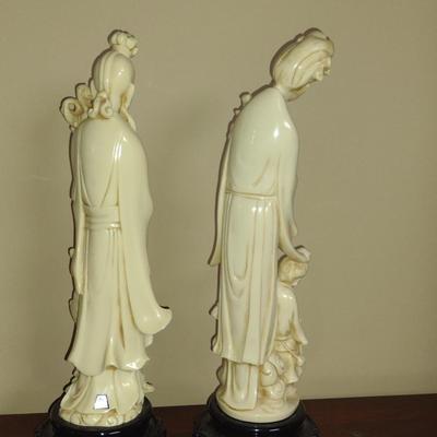 Pair of Montalto Asian Figurines- Possibly Resin- Approx 16 1/2" Tall