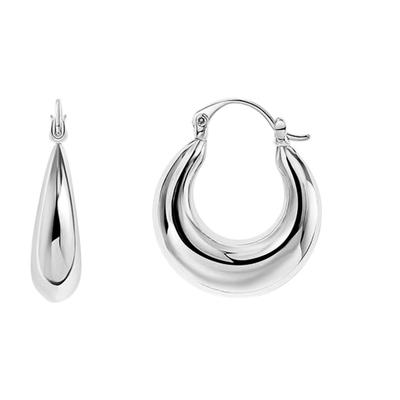 Pair of Silver Plated Stainless Steel Thick Fat Chunky GIA Hoop Earrings Hinged Hoop Jewelry