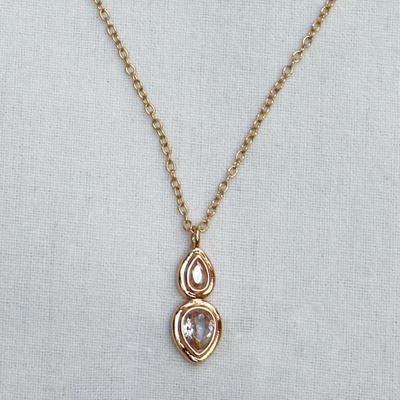 Sula Studio Bella Necklace in Yellow Gold - Teardrop Premium Grade Cubic Zirconia Necklace for Women - Nickel Free