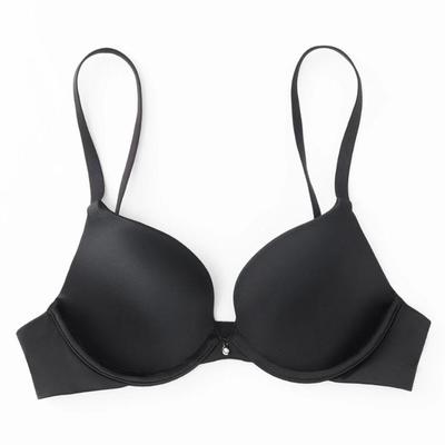 34A - Wingslove Lightly Padded Plunge Everyday Basic Underwire Black Bra
