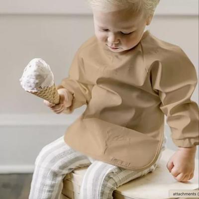 Willow + Sim Long Sleeve Washable Baby Bob w/Food Catcher in Orangesicle Orange