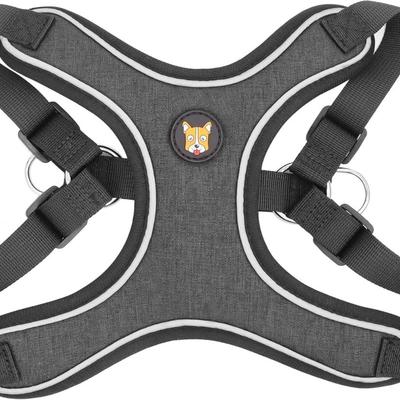 Size Medium Black Adjustable Dog Harness & Leash Set No Pull, Step in Escape Proof & Reflective w/Leash
