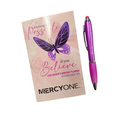 Bulk Lot of 2025 Women's Monthly Planner w/Wellness Tips & Matching Ballpoint Pen