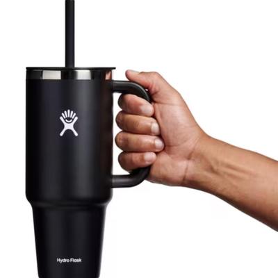 HydroFlask 40 oz All Around Travel Tumbler in Black - Double Wall Insulation, Snug, Secure, Splash Resistant Push In Straw Lid, Ergonomic...
