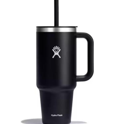 HydroFlask 40 oz All Around Travel Tumbler in Black - Double Wall Insulation, Snug, Secure, Splash Resistant Push In Straw Lid, Ergonomic...