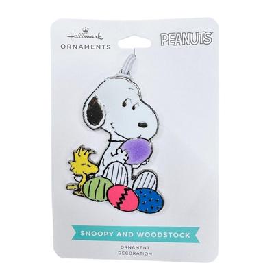 Hallmark Peanuts Snoopy & Woodstock Easter Eggs Flat Metal Ornament Decoration Hanger
