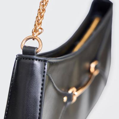 Pretty Little Things Black PU Buckle Chain Strap Shoulder Bag