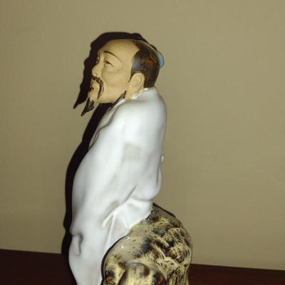 Vintage Asian Shiwan Pottery Figurine- Approx 8 1/4" Tall
