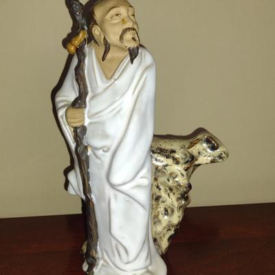 Vintage Asian Shiwan Pottery Figurine- Approx 8 1/4" Tall