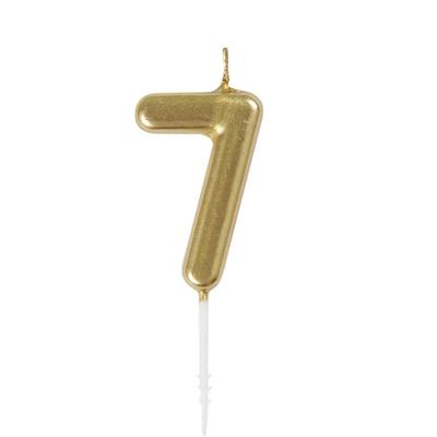 321 Party! Mini Gold Number "7" Birthday Candle - Party Supplies`