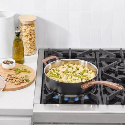 Cuisinart 3.5qt Matte Black Stainless Saute Pan Black w/Blush Bronze and Helper Handle Cookware Kitchen Pot Pan