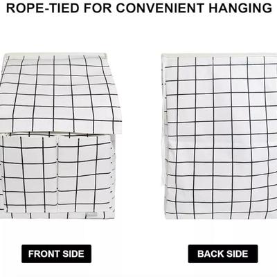 Black & White Grid Windowpane Print Hanging Basket Storage Bag Organizer Waterproof Pet Supplies