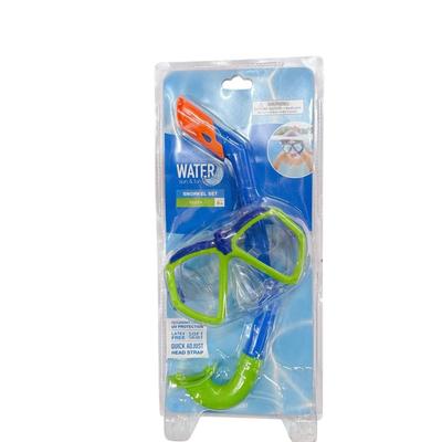 Youth 8+ Blue & Green Water Fun & Sun Watersport Snorkel Set UV Protection Latex Free Soft Skirt