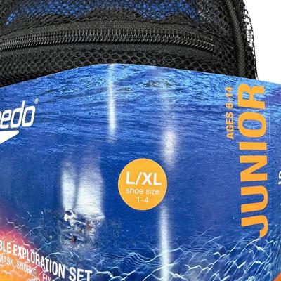 Size L/XL (Shoe Size 1-4) Junior 6-14 Speedo Comfortable Exploration Snorkel & Fin Set Soft Secure Fit Adjustable Straps