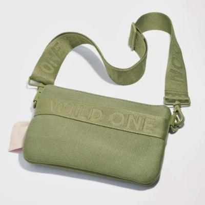 Wild One Recycled Knit Walking Treat Pouch Fanny Pack Cross Body in Moss Green w/One Handed Snap Closure, Poop Bag Area, Exterior Pocket...