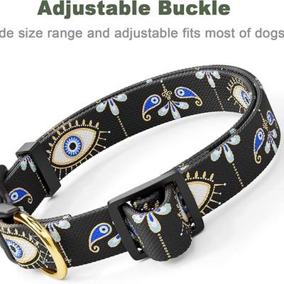 Size Small Black Sacred Eye Mandala Art Printed Adjustable Quick Release Nylon Dog Collar w/Durable D-Ring
