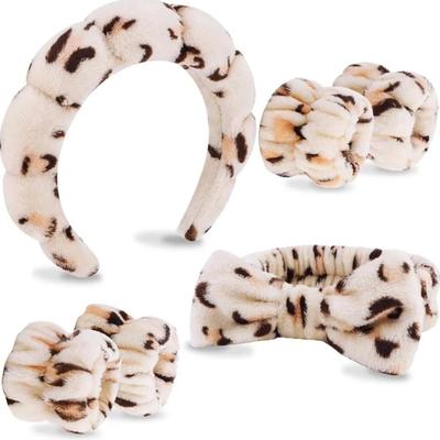 6 Piece Spa Headband with Bow, Makeup Headband, Face Wash Headband, Skincare Headbands, Cuffs for Wri