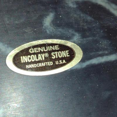 Incolay Stone Storage Box with Town/Mountain Scape- Approx 11" x 8 1/2" x 3 1/4"
