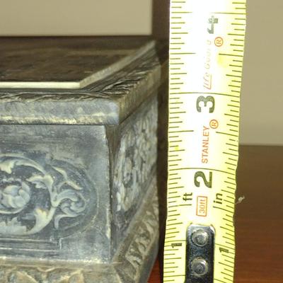 Incolay Stone Storage Box with Town/Mountain Scape- Approx 11" x 8 1/2" x 3 1/4"