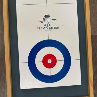Team Shuster 2-in-1 Solid Wood Mini Shuffleboard and Curling Tabletop Board Game
