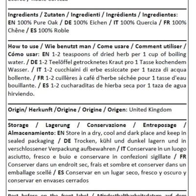 Herba Organica Oak Bark - Quercus L - Herbal Tea (100g)