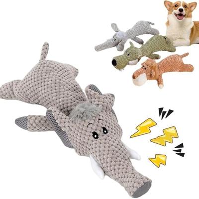 15" Large Gray Plush Cutie Elephant Corn Velvet Dog Toy w/Squeaker