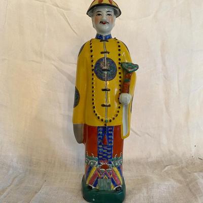 Vtg Chinese Asian Porcelain Man Figure with SCEPTRE RUYI