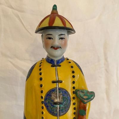 Vtg Chinese Asian Porcelain Man Figure with SCEPTRE RUYI