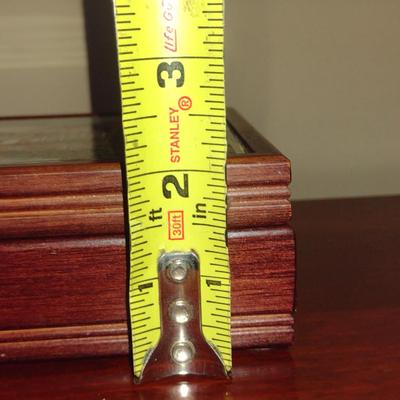 Wooden Storage Box with Architectural Design on Cover- Approx 6 3/4" x 5" x 2" Tall