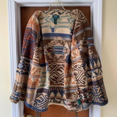 LOT 14 Z: Exclusive Hand Knit Lauren by Ralph Lauren Petite Wool Cardigan Sweater