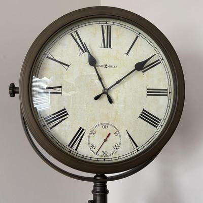 LOT 19D: Howard Miller Surveyor Rustic Cherry Tripod Floor Clock w/ Original Box (70.5")