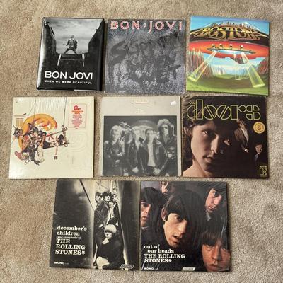 LOT 27L: Vinyl Records: The Doors, Boston, Bon Jovi, Chicago, Queen & The Rolling Stones