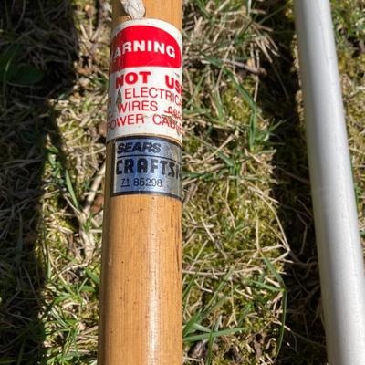 LOT 32G: Craftsman High Limb Cutter, Craftsman 15 Weed Trimmer, Fiskars Longneck Grass Shears and Quickie 16" Telescopic Utility Pole