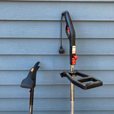 LOT 32G: Craftsman High Limb Cutter, Craftsman 15 Weed Trimmer, Fiskars Longneck Grass Shears and Quickie 16" Telescopic Utility Pole