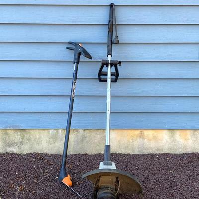 LOT 32G: Craftsman High Limb Cutter, Craftsman 15 Weed Trimmer, Fiskars Longneck Grass Shears and Quickie 16" Telescopic Utility Pole