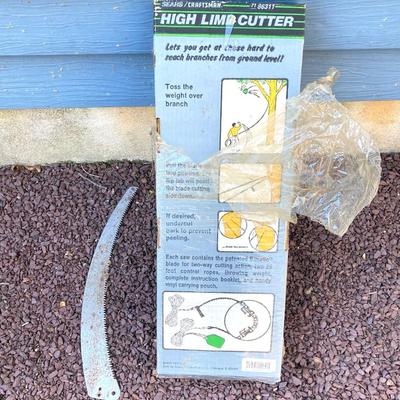 LOT 32G: Craftsman High Limb Cutter, Craftsman 15 Weed Trimmer, Fiskars Longneck Grass Shears and Quickie 16" Telescopic Utility Pole
