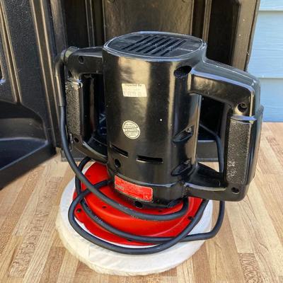LOT 34G: Sears Buffer Polisher Model # 315.10670 in Original Case, Polishing Bonnet, Bucket, Rubber Gloves with Cleaning / Care Supplies