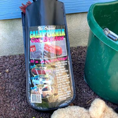 LOT 34G: Sears Buffer Polisher Model # 315.10670 in Original Case, Polishing Bonnet, Bucket, Rubber Gloves with Cleaning / Care Supplies