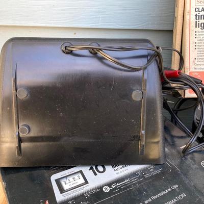 LOT 35G: Automotive Collection - Schumacher Battery Charger, Dixco Engine Performance Analyzer, Sears Clamp-On Timing Light and Black...