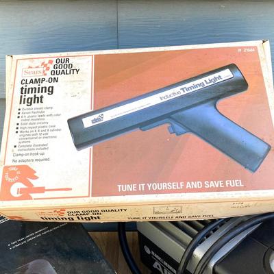LOT 35G: Automotive Collection - Schumacher Battery Charger, Dixco Engine Performance Analyzer, Sears Clamp-On Timing Light and Black...