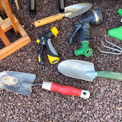 LOT 36G: Lawn and Garden Collection - Orbit Lawn Watering System in Package, Garden Tools, Wooden Hose Holder and More