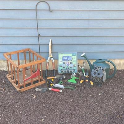 LOT 36G: Lawn and Garden Collection - Orbit Lawn Watering System in Package, Garden Tools, Wooden Hose Holder and More