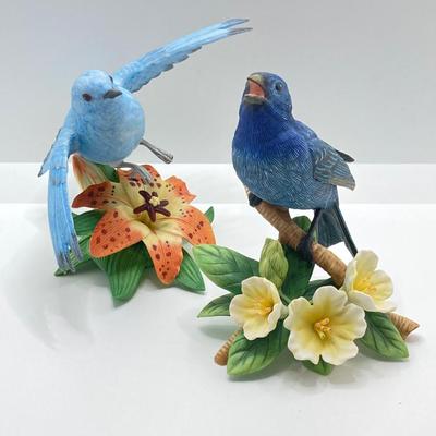 LOT 38K: Lenox Fine Porcelain Indigo Bunting and Mountain Bluebird Figurines