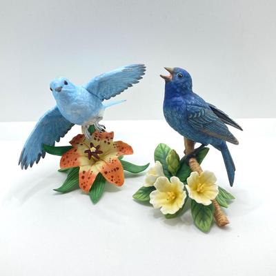 LOT 38K: Lenox Fine Porcelain Indigo Bunting and Mountain Bluebird Figurines