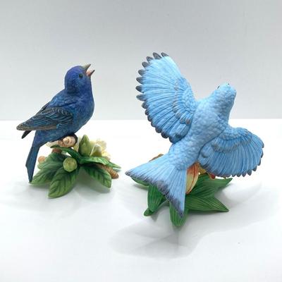LOT 38K: Lenox Fine Porcelain Indigo Bunting and Mountain Bluebird Figurines