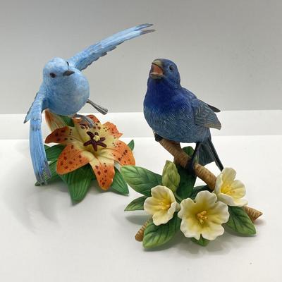 LOT 38K: Lenox Fine Porcelain Indigo Bunting and Mountain Bluebird Figurines