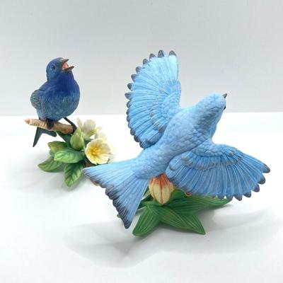 LOT 38K: Lenox Fine Porcelain Indigo Bunting and Mountain Bluebird Figurines