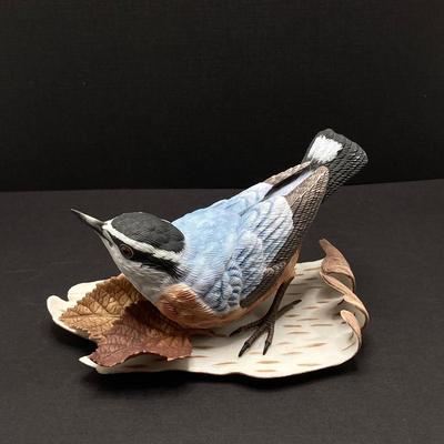 LOT 40G: Lenox Fine Porcelain Wood Thrush and Red-breasted Nuthatch Bird Figurines