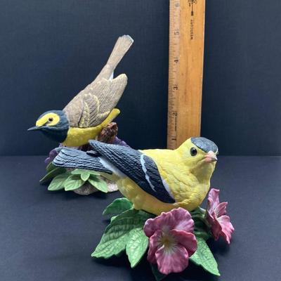 LOT 41K: Lenox Fine Porcelain Hooded Warbler and American Goldfinch Bird Figurines